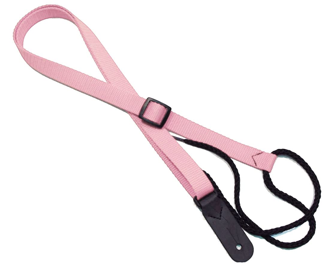 Legacystraps 3/4 Strap for A and F type Mandolins, Ukuleles and Guitars Pink with 1 synthetic leather end