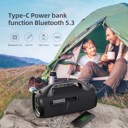 Zealot Bluetooth Speaker,100W Booming Sound Speakers Bluetooth Wireless, Dual Pairing, Xbass, Bluetooth 5.3, 24000Mah Power Bank, Portable Outdoor Waterproof Speaker For Camping, Beach, And Party