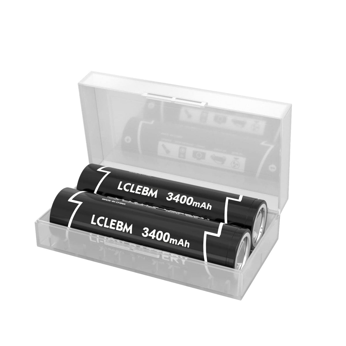 Lclebm 3400Mah Flat Top 3.7V 20A Rechargeable Battery With Storage Holder Case For Fan Headlamp Flashlight Camera And More