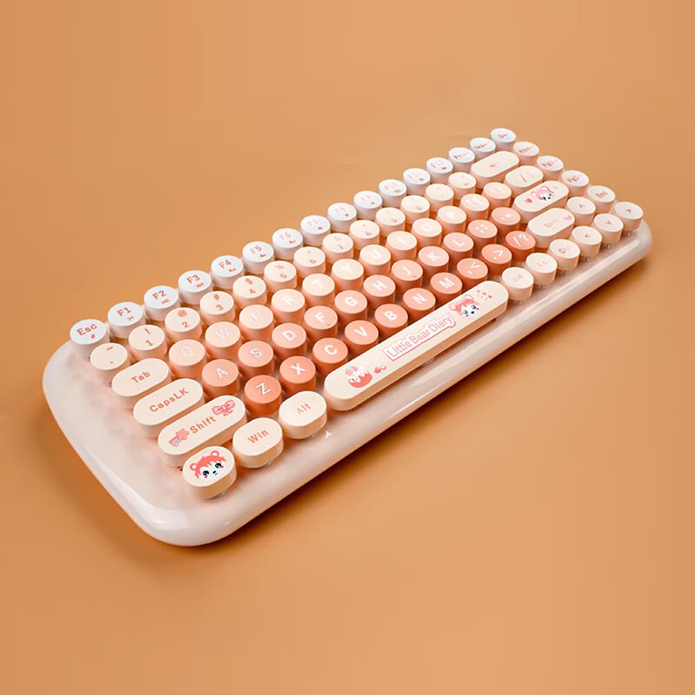Mofii Tzbbl Mini Wireless Keyboard Mouse Set Round Keycap Multi Colour Cute Lovely For Girls 84 Key (Multicolor Chocolate)