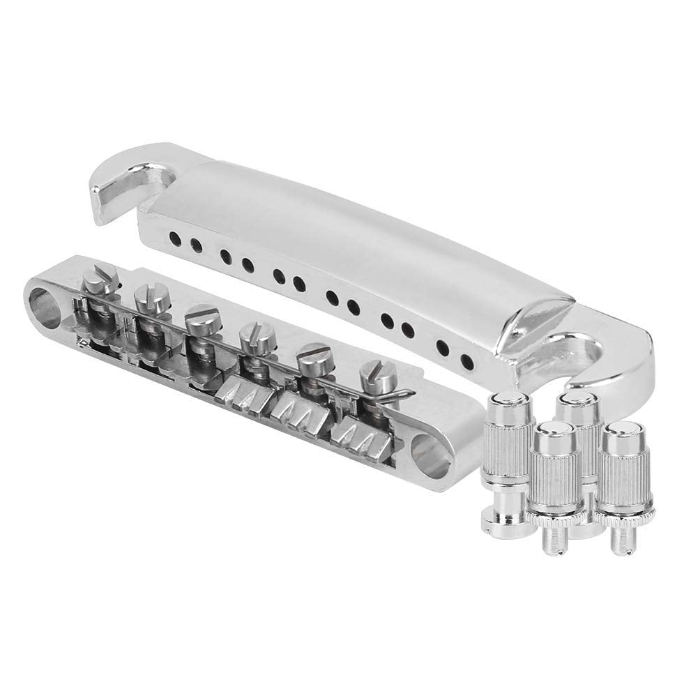 Electric Guitar Bridge, Standard 12 String Size Guitar Bridge Full Set Bridge Tail Stud Zinc Alloy Silver Guitar Parts Accessori