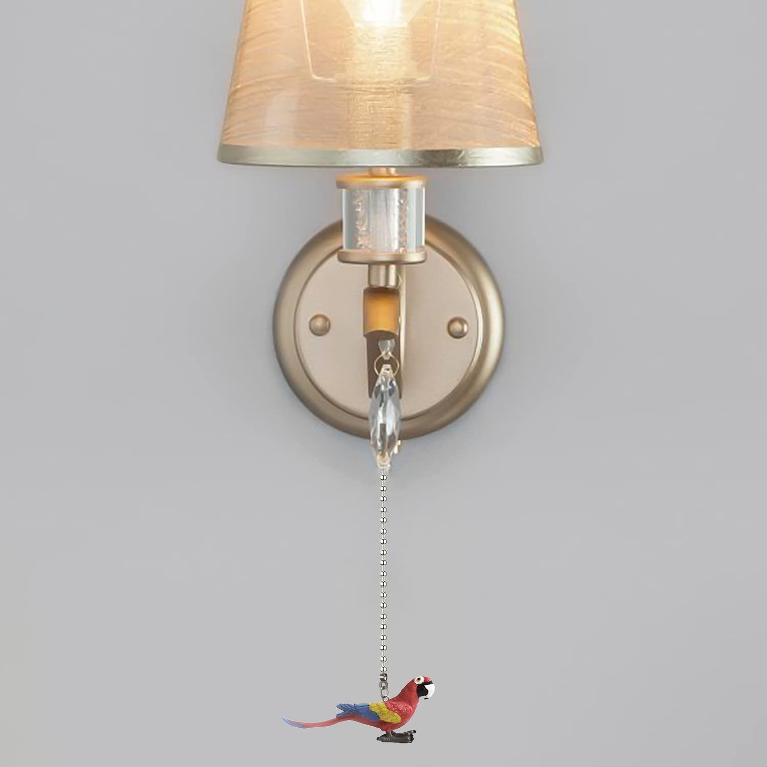 Dotlite Parrot Ceiling Fan Pull Chain,12In Vivid Bird Fan String Pulls Charm Extension Decorative,3Mm Diameter Beaded Fan Light