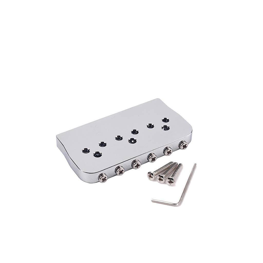 Ogdni 6 Strings Hardtail Saddle Bridge,Chrome Plated String Through Body Fixed Bridge For Strat Tele Style Guitars Replacement (