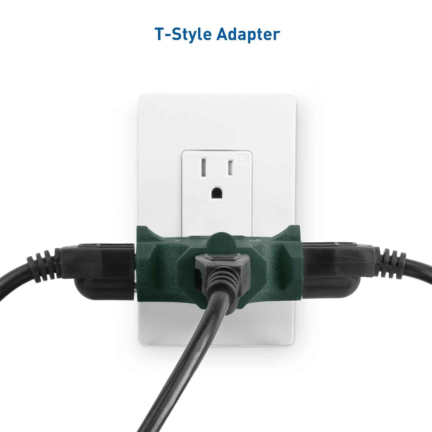 [Ul Listed] Cable Matters 3 Pack 3 Way Plug Adapter 15A 1875W In Green (3 Prong 3 Outlet Adapter, Power Splitter Plug Outlet, Mu