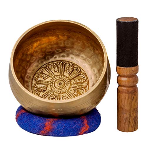 Tibetan Singing Bowl Set By The Ohm Store With 'Medicine Buddha' Engraving   Meditation Sound Bowl And Wooden Striker Handcrafte