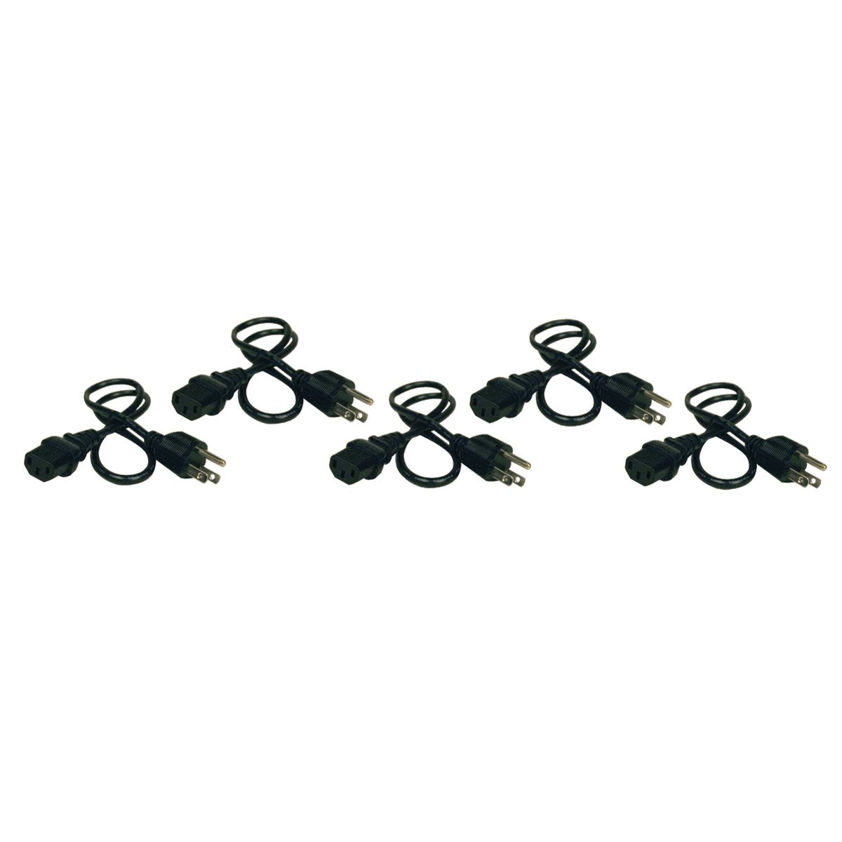 Tripp Lite Standard Computer Power Cord, 5 Pack 10A, 18Awg (Nema 5 15P To Iec 320 C13) 2 Ft.(P030 002 5),Black