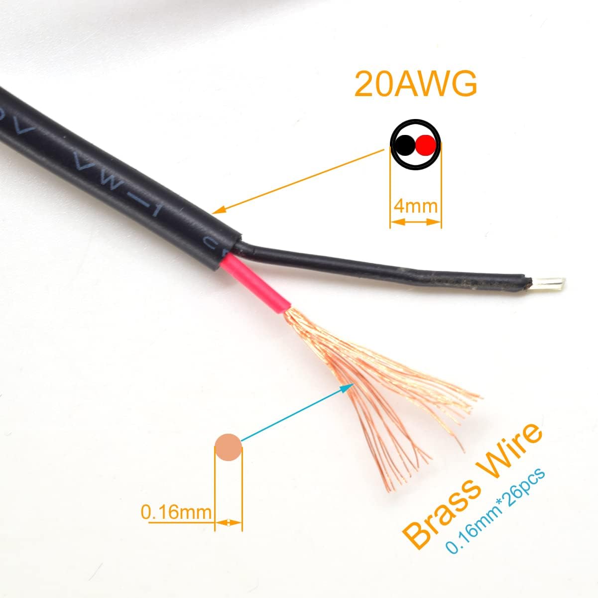 Elnone 2Pcs 20Awg Usb Pigtail 2 Wire,2M/6.5Ft Usb 2.0 Male Plug 2Pin Wire Diy Pigtail Cable 5V Bare Wire Cable 5V 5A Black Usb P