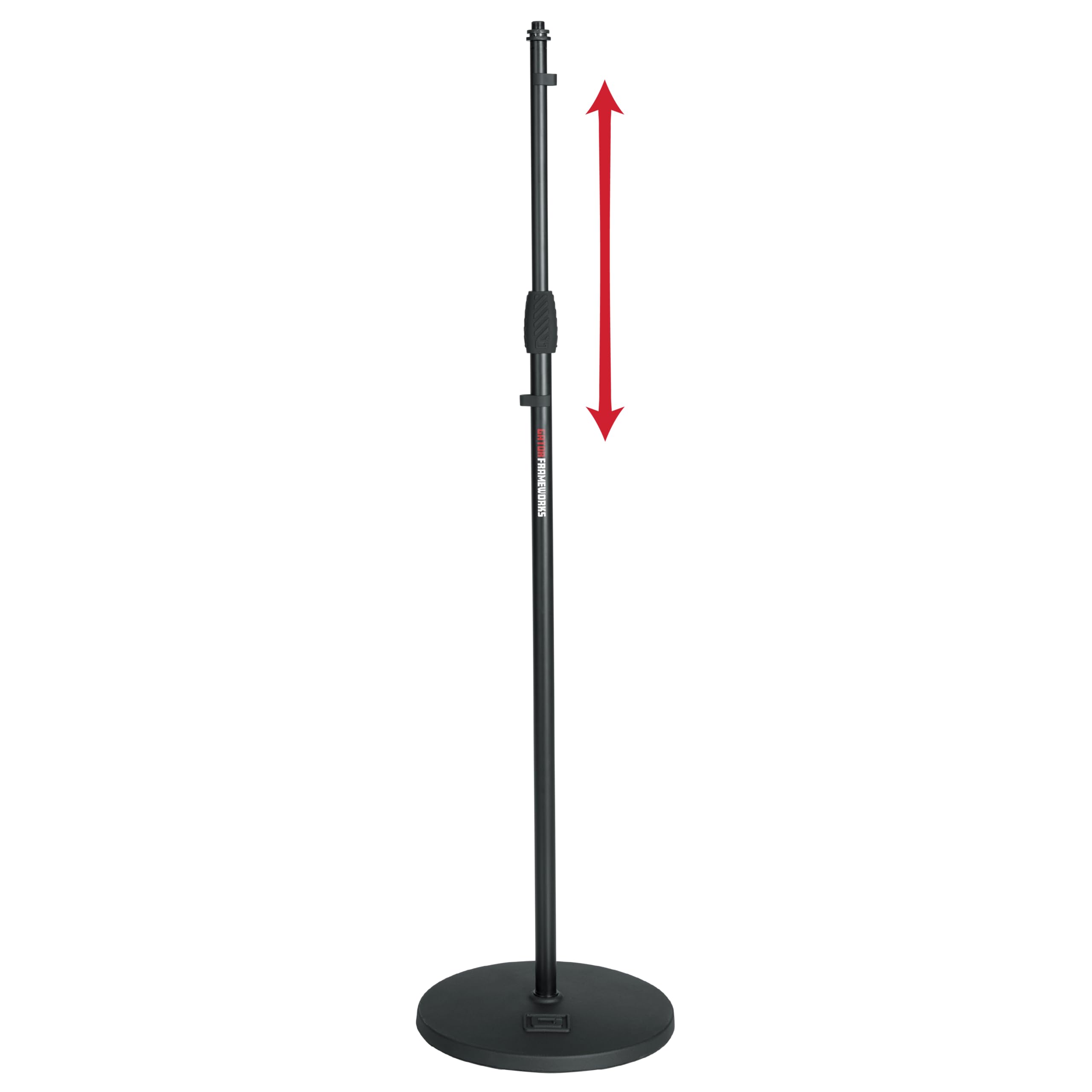 Gator Frameworks Microphone Stand with 12 Weighted Base and Soft Grip Twist Clutch Height Adjustment, (GFW-MIC-1200)