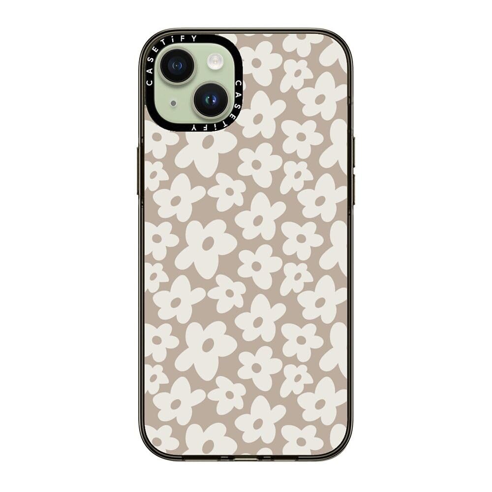 Casetify Compact Case For Iphone 15 Plus [2X Military Grade Drop Tested / 4Ft Drop Protection]   Natural Flower   Clear Black