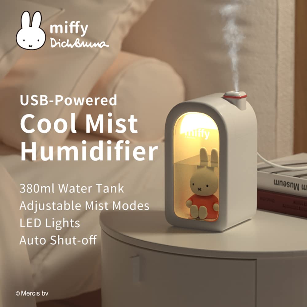Mipow X Miffy Cool Mist Humidifier   Ultrasonic Quiet, Mini Cute Humidifier With Night Light, 380Ml Humidifiers For Bedroom/Babi