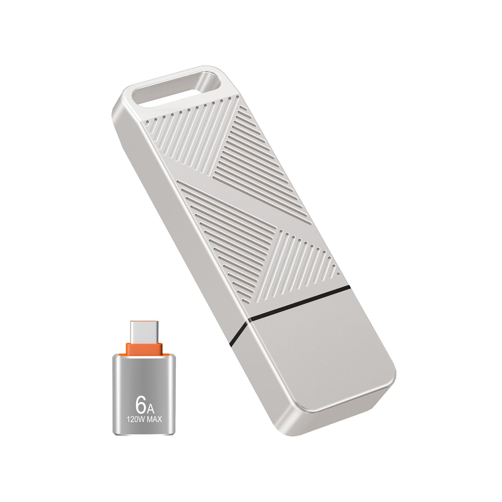 Eastbull 128Gb Exfat32 Usb 3.0 Flash Drive With A Usb C Adapter, Fast Speed Thumb Drive Metal Pen Drive 128 G Memory Stick For Storage And Backup (Silver, With Usb C 3.0 Adapter)