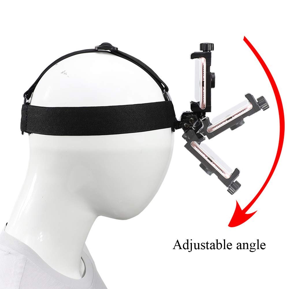 Head Mounted Mobile Phone Holder,First Person View Video Outdoor Live Shooting Bracket With Phone Clip(4' 7') For Iphone Samsung Smartphones And Gopro Insta360 Sony Dji Action Camera Head Mount Strap