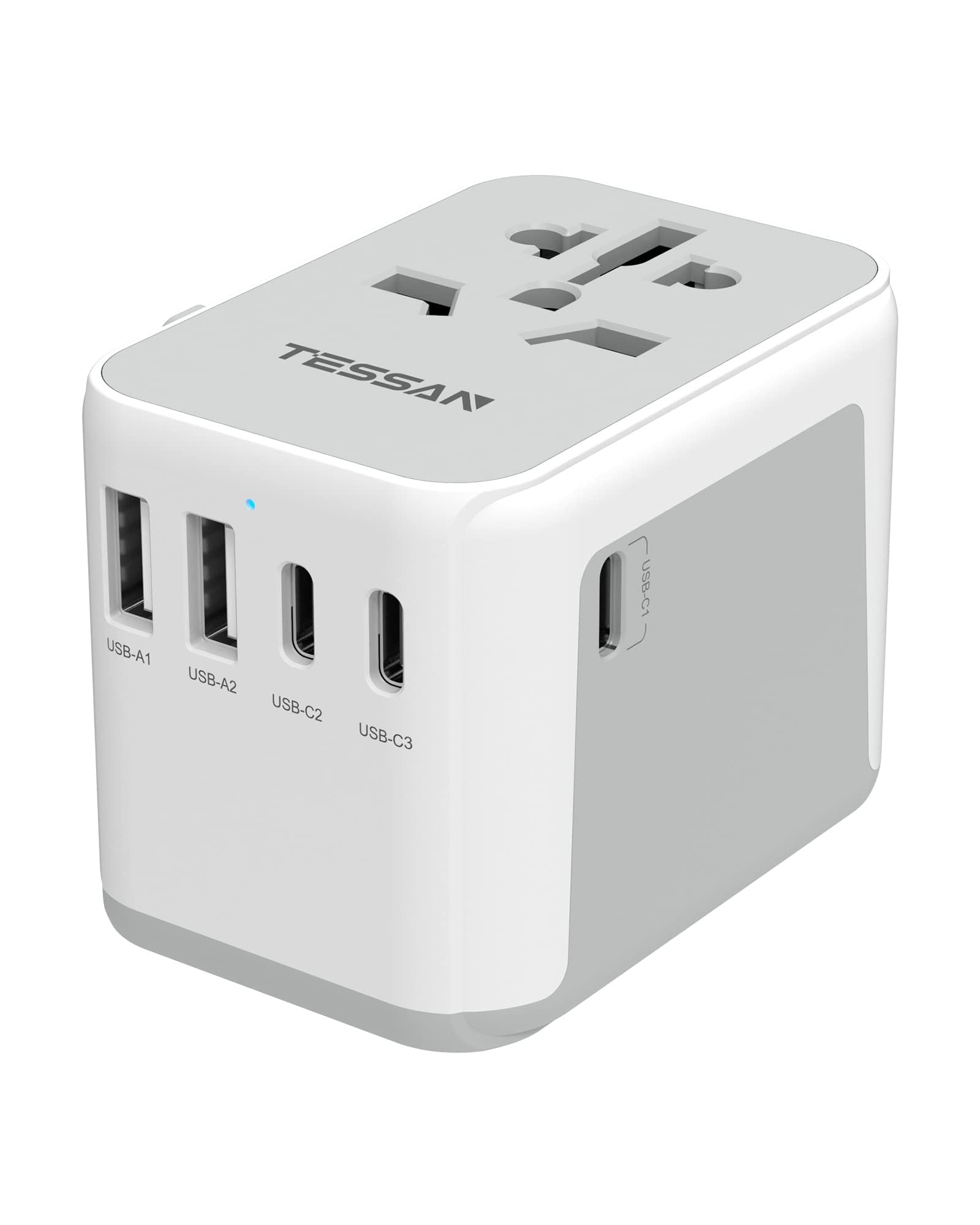 Tessan Universal Travel Adapter, International Power Adapter 5.6A 3 Usb C 2 Usb A Ports, Plug Adaptor Travel Worldwide, Travel C