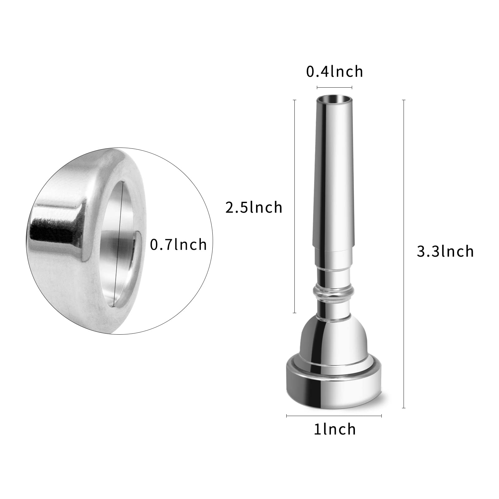 Cheerock 3Pack Trumpet Mouthpiece 3C 5C 7C Trumpet Accessories, Trumpet Mouthpiece Set With Brass Suitable For Beginners And Pro