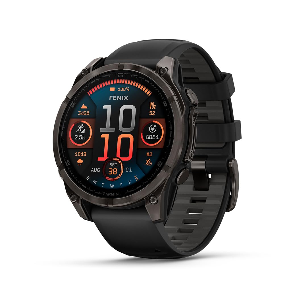 Garmin fenix 8 - 47 mm, AMOLED, Sapphire, Premium Multisport GPS Smartwatch, Long-Lasting Battery Life, Dive-Rated, Built-in LED