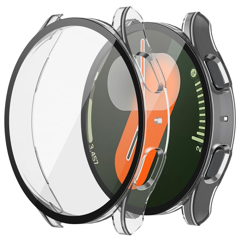 Misxi 2 Pack Hard Pc Screen Protector Case For Samsung Galaxy Watch 7 40Mm, Anti Slip Ultra Thin Scratch Resistant Cover With Te