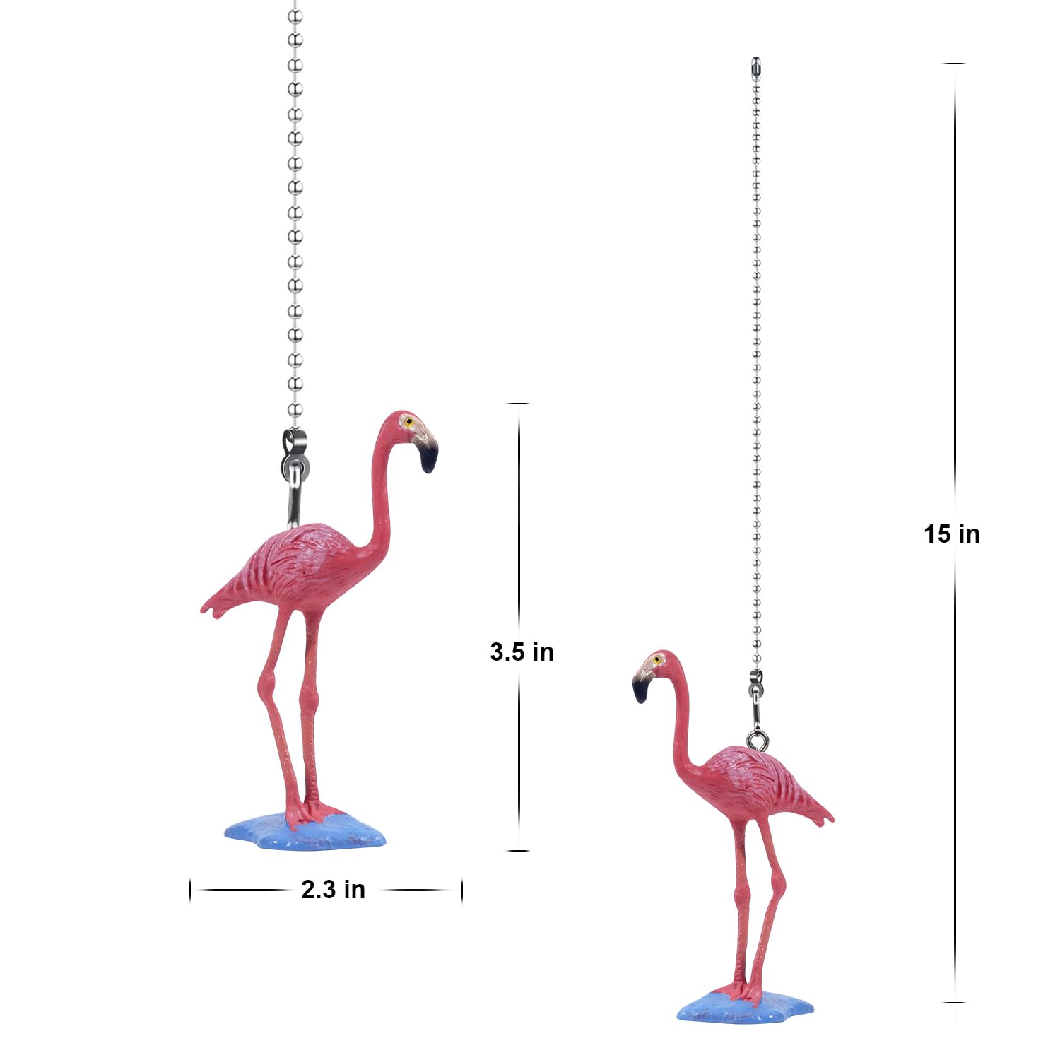 Dotlite Flamingo Ceiling Fan Pull Chain,Cute Realistic Flamingo Animal Fan String Pulls Charm Extension Decorative,12In 3Mm Diam