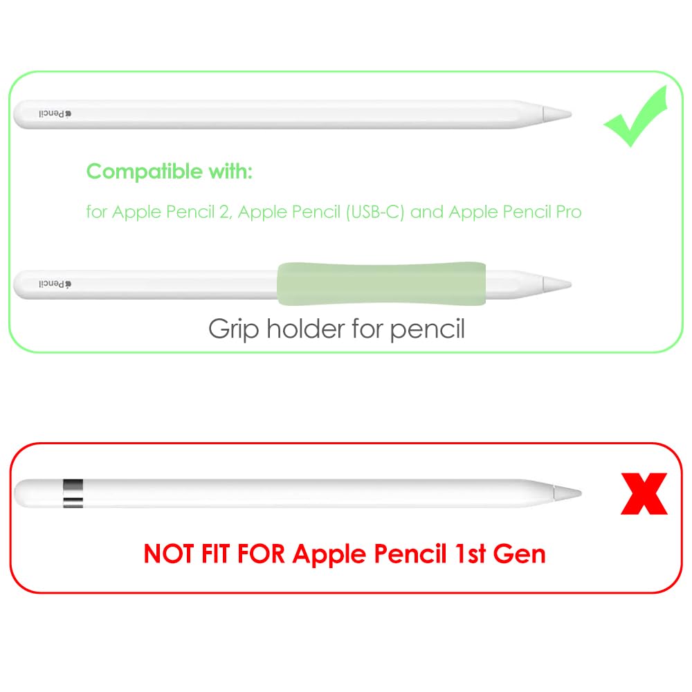 Proelife 2 Pack Ergonomics Grip Holder For Apple Pencil 2Nd Gen, Apple Pencil (Usb C) And Apple Pencil Pro 2024 Accessory Silico