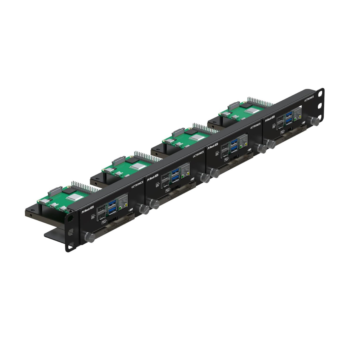 Uctronics 19    1U Rack Mount For Raspberry Pi With Ssd Mounting Brackets, Thumbscrews Front Removable Bracket Supports Up To 4 