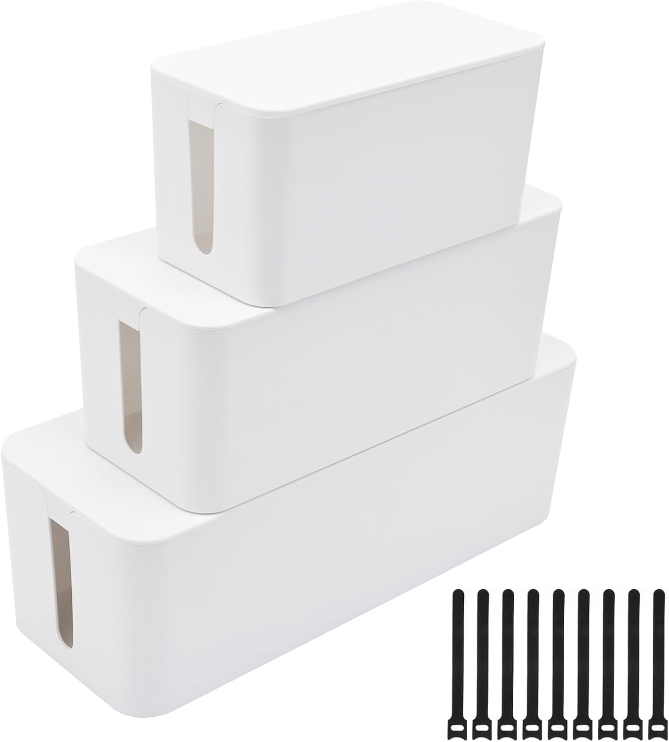 Yaeccc Cable Management Organizer Box Power Strips Hider Power Cords Hider For Desk, Tv, Computer, Usb Hub,Cords (Set Of Three)