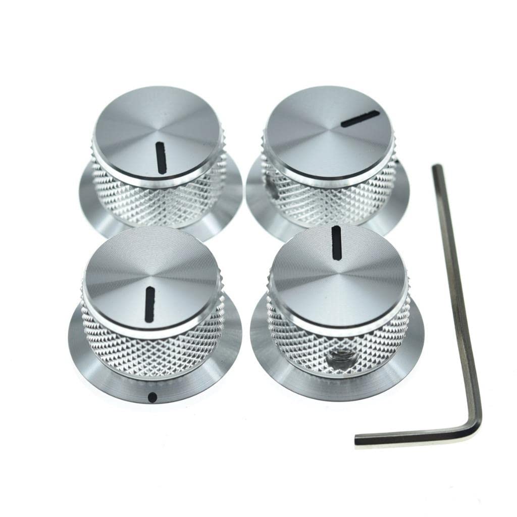 4 Pack Set Screw Style Aluminium Potentiometer Knobs 1/4'' Universal Top Hat Knobs Bell Volume Tone Control Knobs For Guitar/Bas