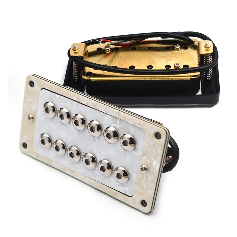 Maxcheer White Pearl Electric Guitar Humbucker Adjustable Screw Dual Coil For 6 String Electric Guitar Coil Splitting Pickup N7.