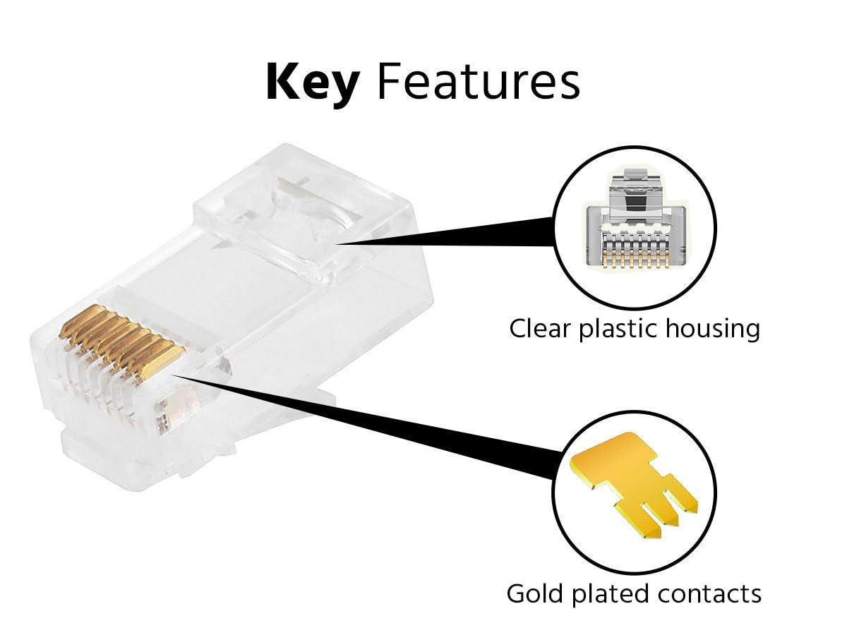 Monoprice Cat6 Plug Solid W/Insert 50U 100Pcs/Bag