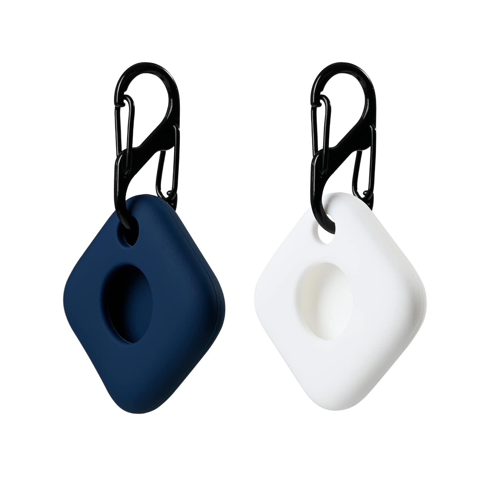 Silicone Case For Tile Mate 2022 With Keychains, 2 Pack Anti Scratch Protective Cover With Carabiner (Navy/White)