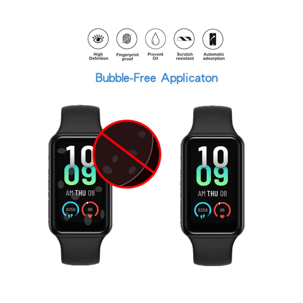 Mihence [ 3Pcs ] Compatible With Amazfit Band 7 Screen Protector, 3D Full Screen Coverage Curved Edge Pama Protective Film For Fitness Tracker, Transparent