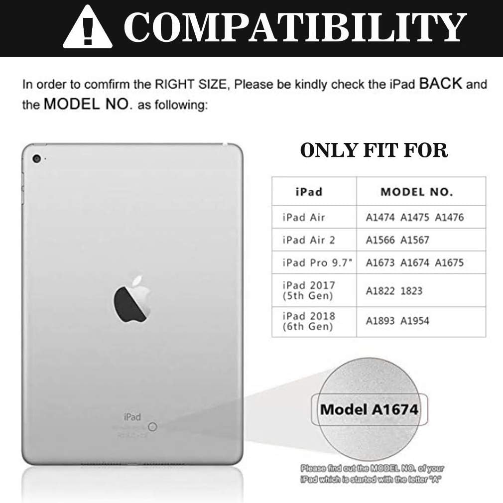 Amzcase For Ipad Pro 9.7 Inch Case With Keyboard For Ipad 6Th Generation(2018),For Ipad 5Th Generation(2017),For Ipad Air 2/Air