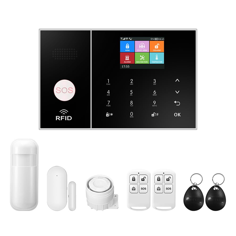Alarm System For Home Security,Wifi+Gsm 4G Diy Alarm Kit With Phone App Alert, Door/Window Sensor, Remote, Work With Alexa And G
