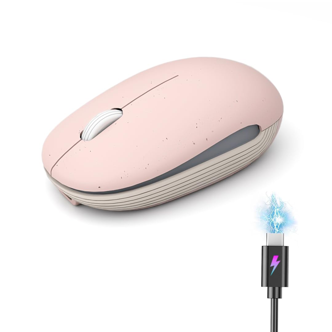 Whalices 52 Wireless Mouse (Bluetooth+2.4G) Rechargeable Portable Silent Quiet Computer Mouse with 4000 DPI for Laptop/PC/Mac/Ma
