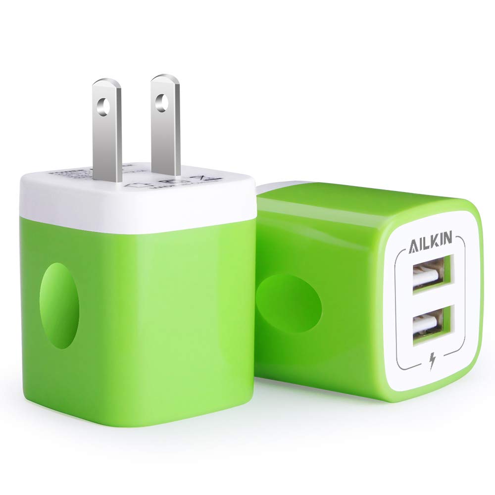 Usb Wall Charger, [2 Pack] 2.1A Ailkin 2 Port Usb Phone Charger Block Plug Power Adapter Charging Base For Iphone 15 14 Plus/Min