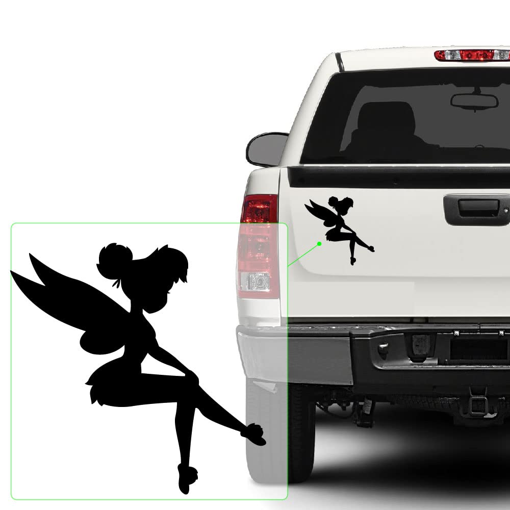 Yoonek Graphics Yoonek Grapics Fairy Decal Sticker For Light Switch, Car Window, Laptop And More # 933 (4' X 4', Black)