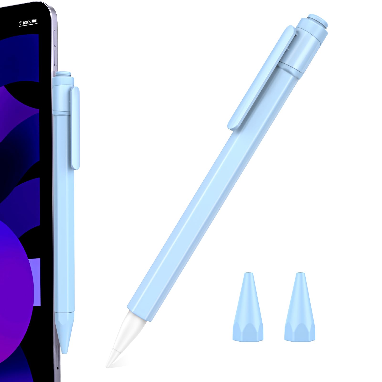 TiMOVO Holder Case Compatible with Apple Pencil (USB-C), TPE Protective iPad Pencil Cover Skin Sleeve with 2 Pen Caps, Supports 