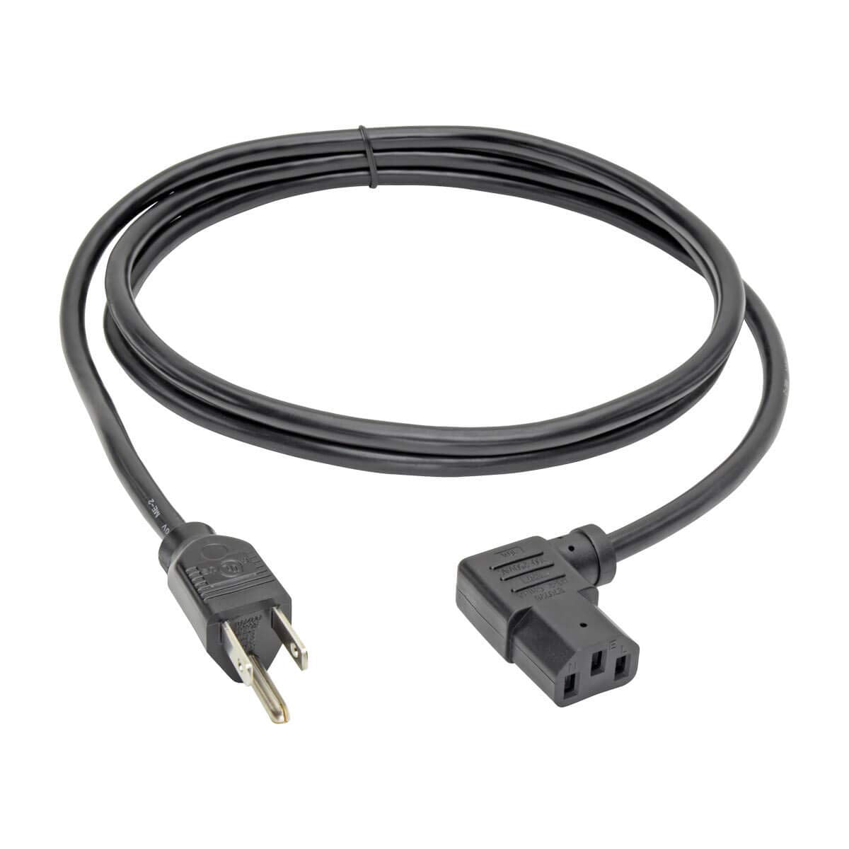 Tripp Lite Standard Computer Power Cord 10A,18Awg (Nema 5 15P To Left Angle Iec 320 C13) 6 Ft.(P006 006 13La),Black