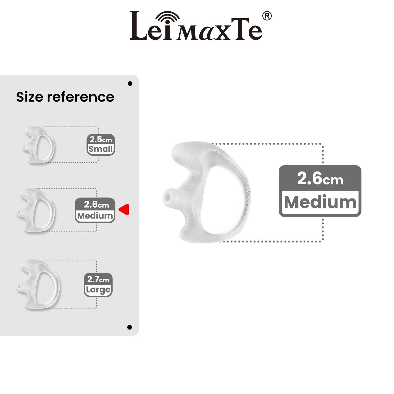 Leimaxte Radio Earmold For Two Way Radio Acoustic Tube Earpiece Earmold Audio Kits Surveillance Headset Earbud Ear Molds(2 Pairs, Medium)
