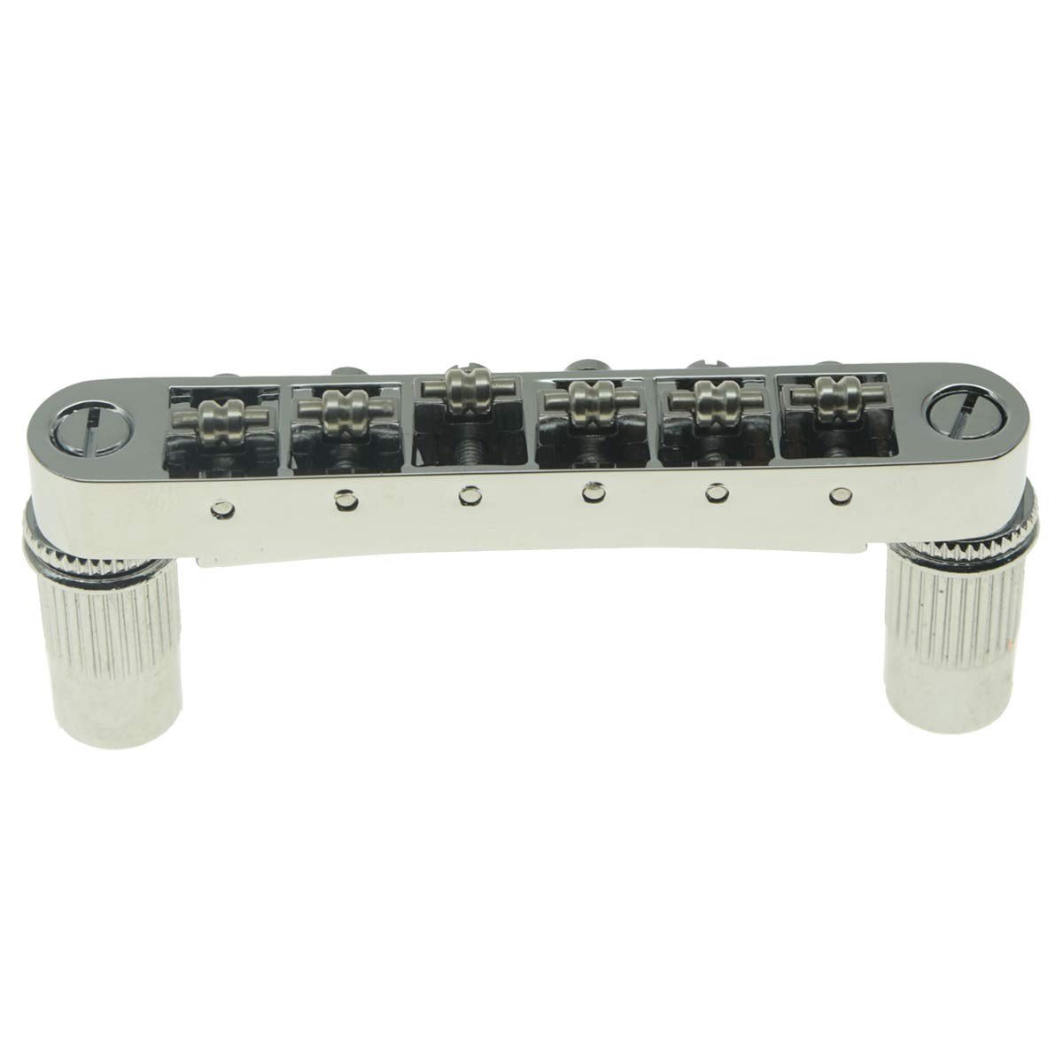 Kaish Chrome Guitar Roller Saddle Bridge Tune O Matic Bridge With Roller Saddles For Epi Les Paul,Sg,Dot,Bigsby Guitar With M8 T