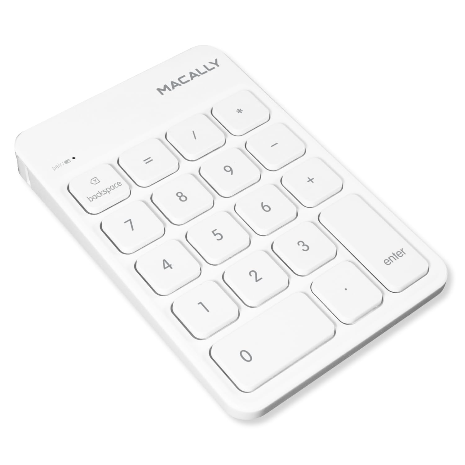 Macally Bluetooth Number Pad for Laptop, Apple, Mac, iMac, MacBook Pro/Air, Ipad, Windows PC, Tablet, or Desktop Computer - Rechargeable 18 Key Wireless Numeric Keypad - White Bluetooth 10 Key Numpad -Like New