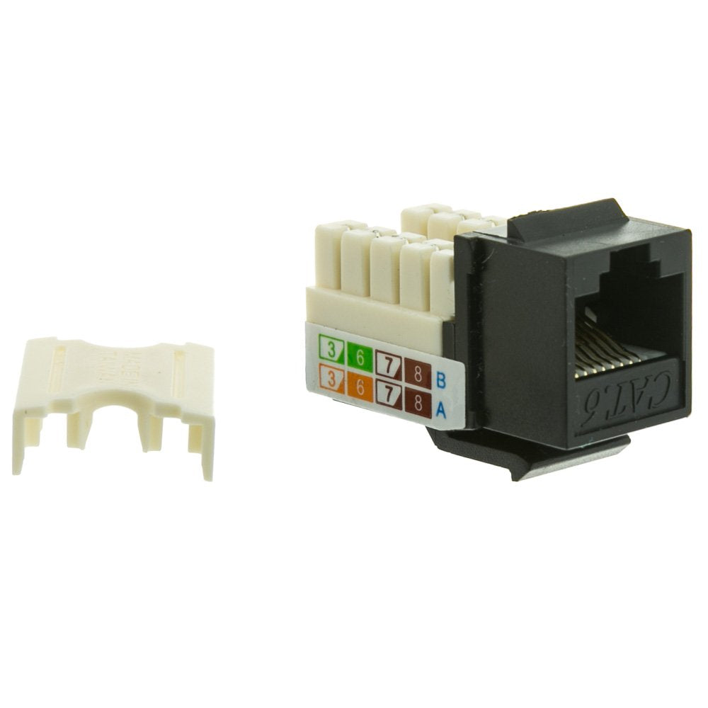 Cablewholesale Cat6 Keystone Jack, Black, Rj45 Female To 110 Punch Down