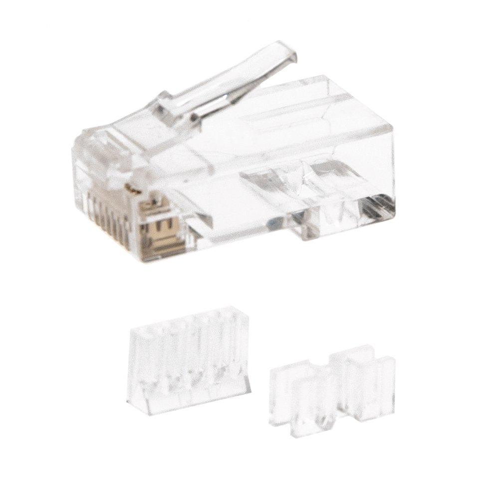 Cat6A Rj45 Crimp Connectors For Stranded Cable With Wire Insert Guide And Spacer Bar (50 Connectors/Bag)