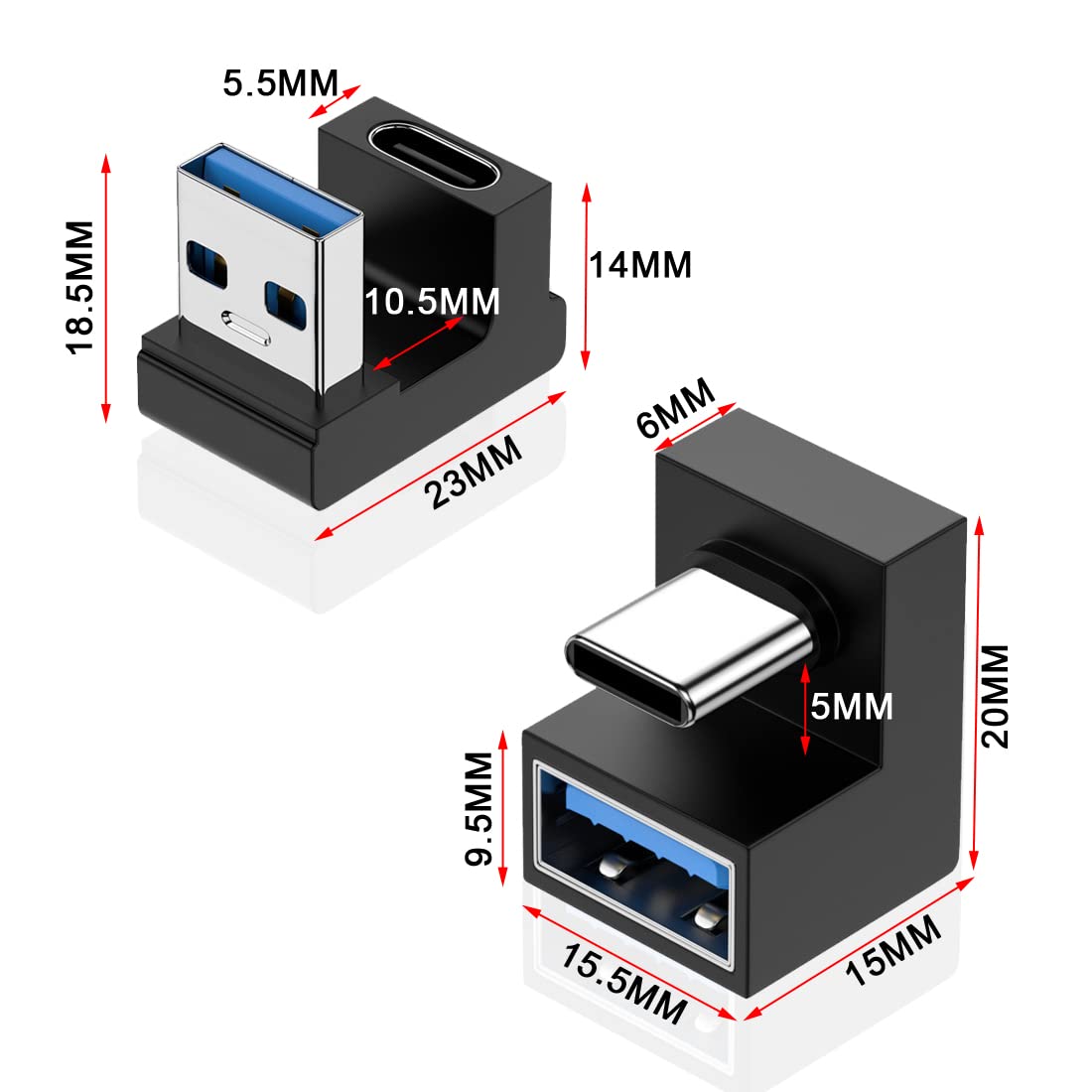 Usb 180 Jomihoney 180 Degree Usb A Male To Usb C Female Adapter, Back Angled O ...