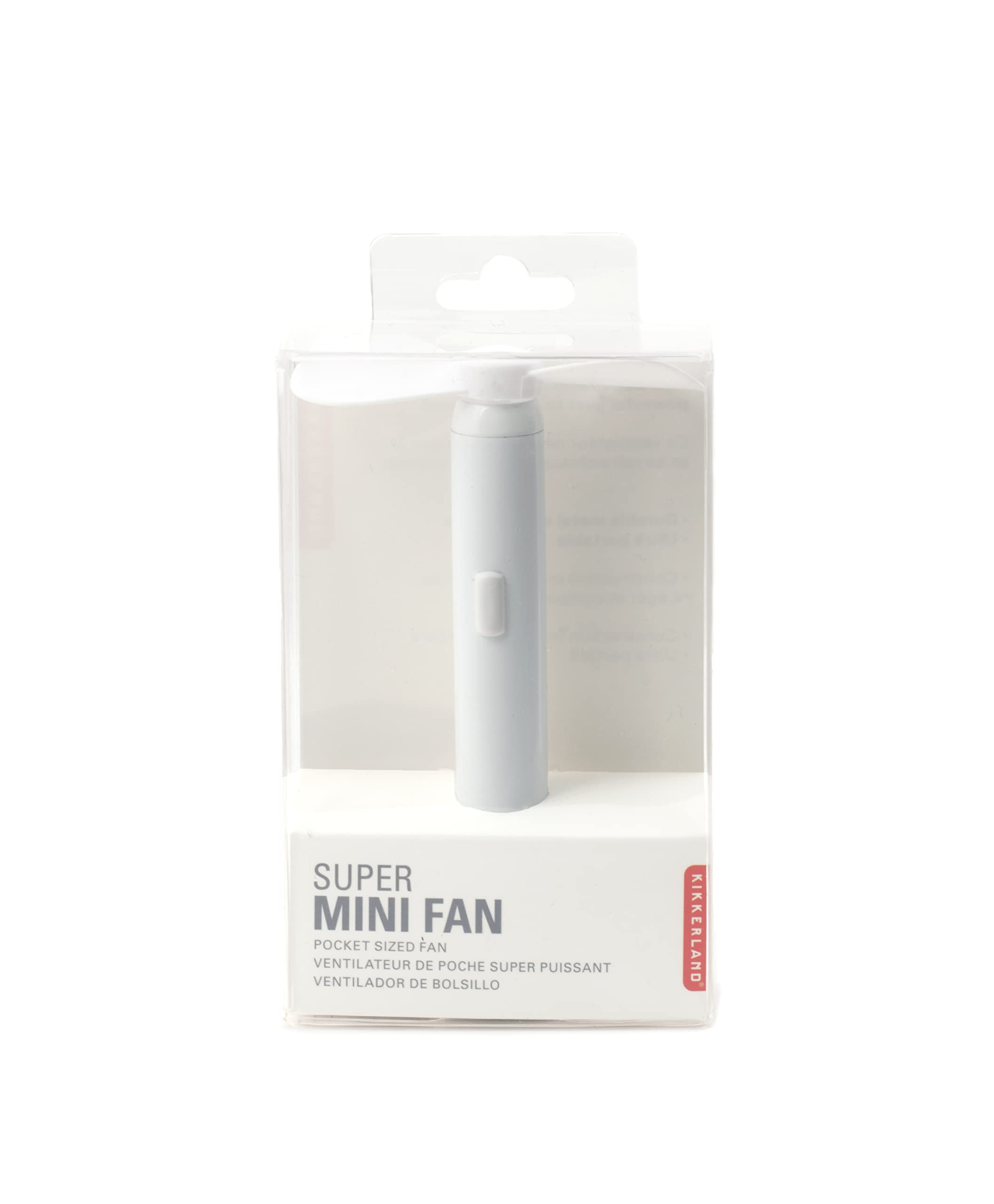 Kikkerland Handheld The Super Mini Compact Portable Brass Metal Pocket Sized Small Fan, Battery Operated (Aaa), In Blue/Black/Re