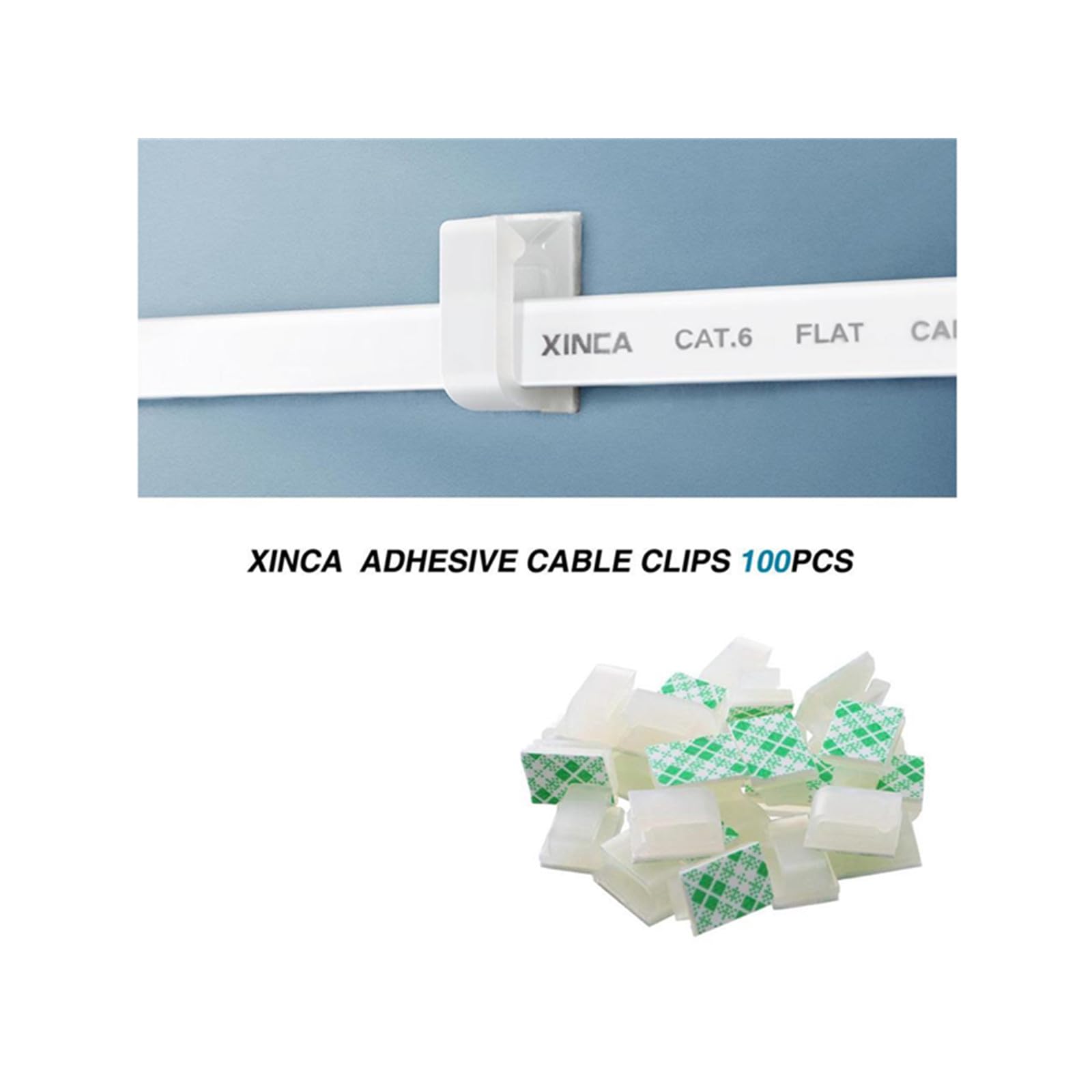 Cable Clips Adhesive Cable Clips Ethernet Cable Clips Wire Holder System 100 Pcs White For Car, Office, Desk Accessories, Home,