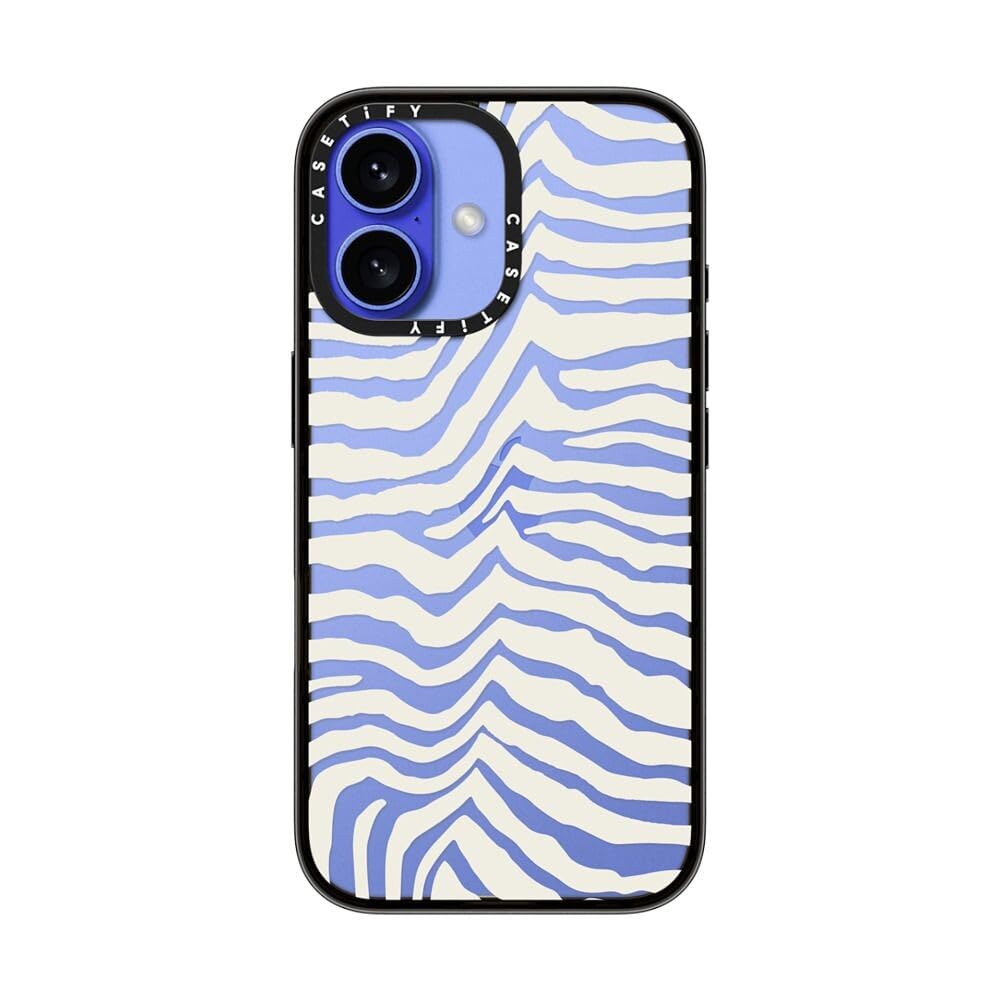 Casetify Compact Case For Iphone 16 [Lightweight / 4 Ft. 2X Military Grade Drop Protection/Slim]   Zebra Stripe   Clear Black