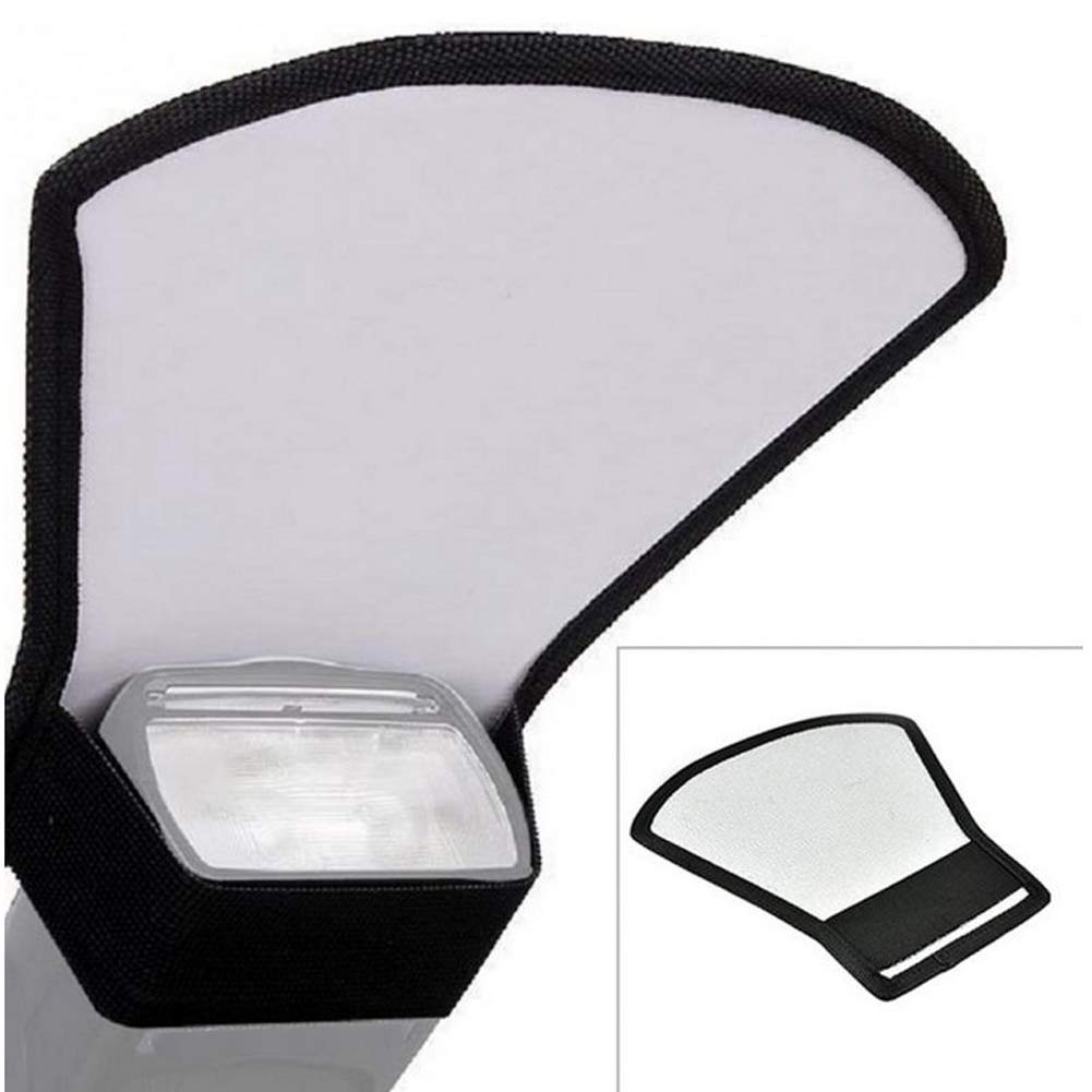 1 Piece Flash Diffuser Reflector Premium Two Sided Silver/White Bend Bounce Flash Reflector Kit With Elastic Strap