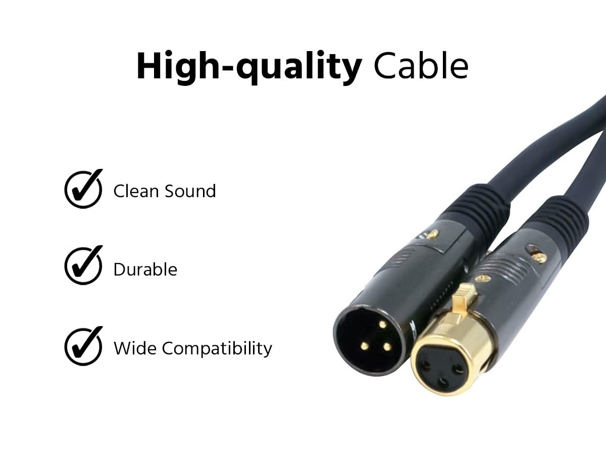 Monoprice Xlr Male To Xlr Female Cable   15 Feet   Black, 16Awg, Gold Plated, Microphone & Interconnect   Stage Right Series