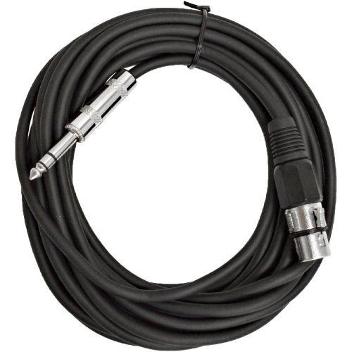 Seismic Audio - Satrxl-F25Black - 25 Foot Black Xlr Female To 1/4 Inch Trs Patch Cable Snake Cords - Balanced