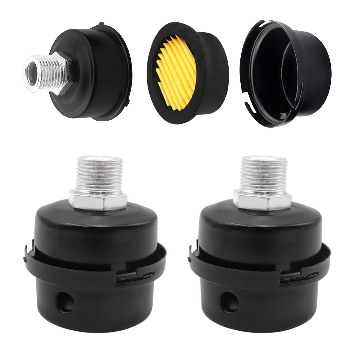 Seamaka 3Pcs 1/2'' Thread Air Compressor Silencer,20Mm Air Compressor Intake Filter Sound Muffler Accessories,Air Compressor Muf