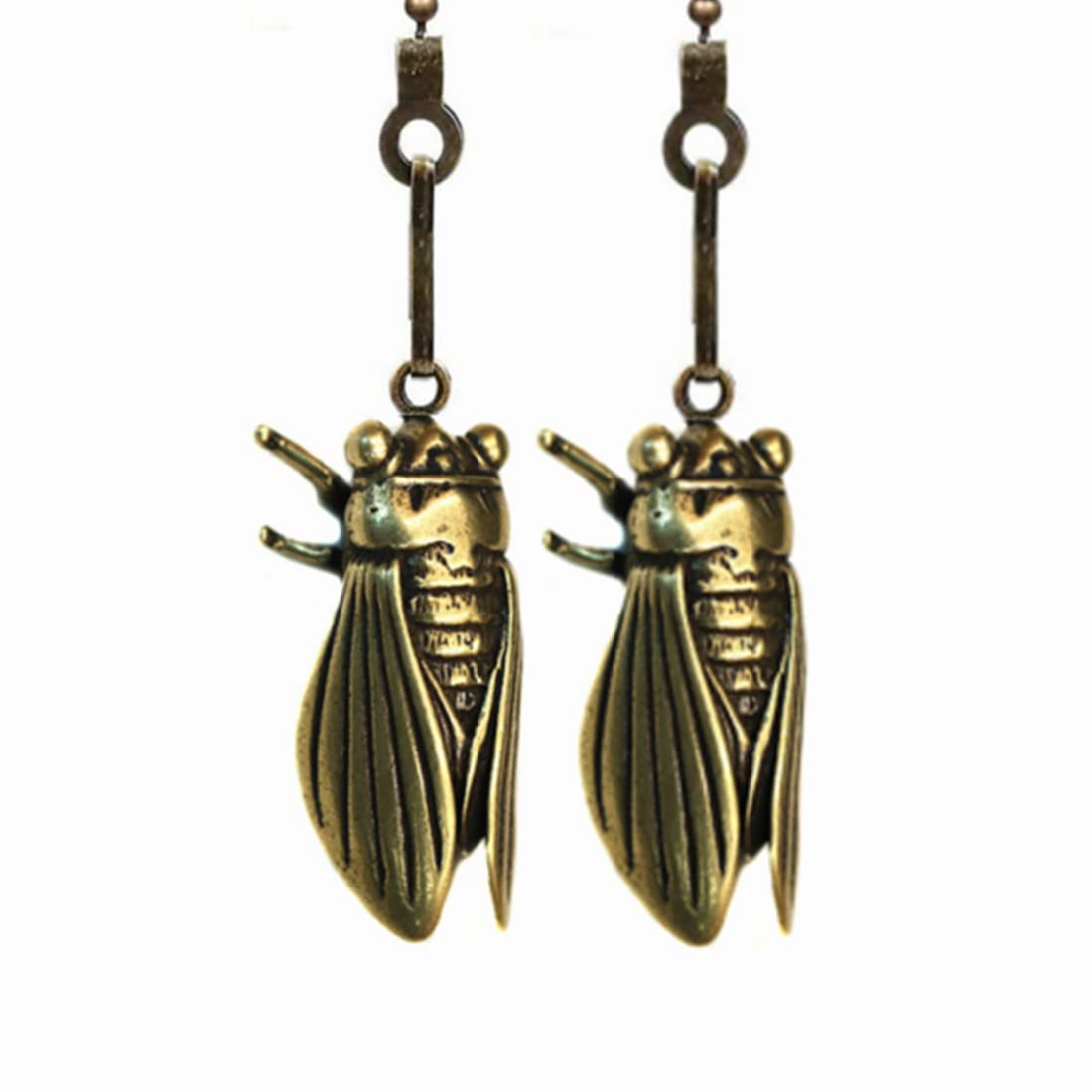 Ceiling Fan Pull Chain Set, 12 Inches Vintage Solid Cicadas Charm Pendant Pull Chain Extender With Connector, 4Pcs